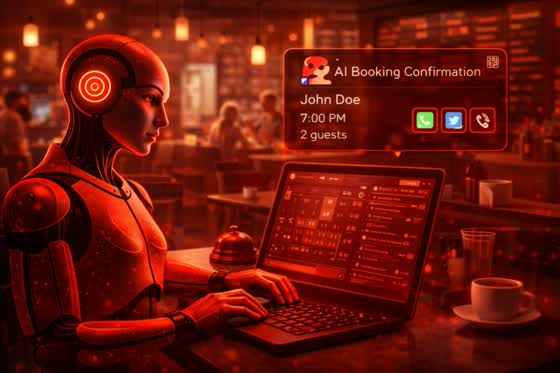 An AI booking assistant taking a restaurant reservation